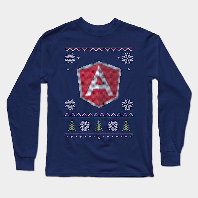 AngularJS JavaScript Framework Ugly Sweater Christmas Long Sleeve T-Shirt by vladocar